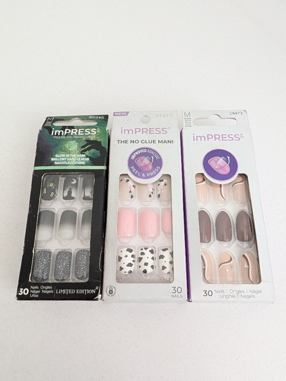 Kiss Impress Press-On Nails 85945 Glow in the Dark & One Chance & Better Me Lot